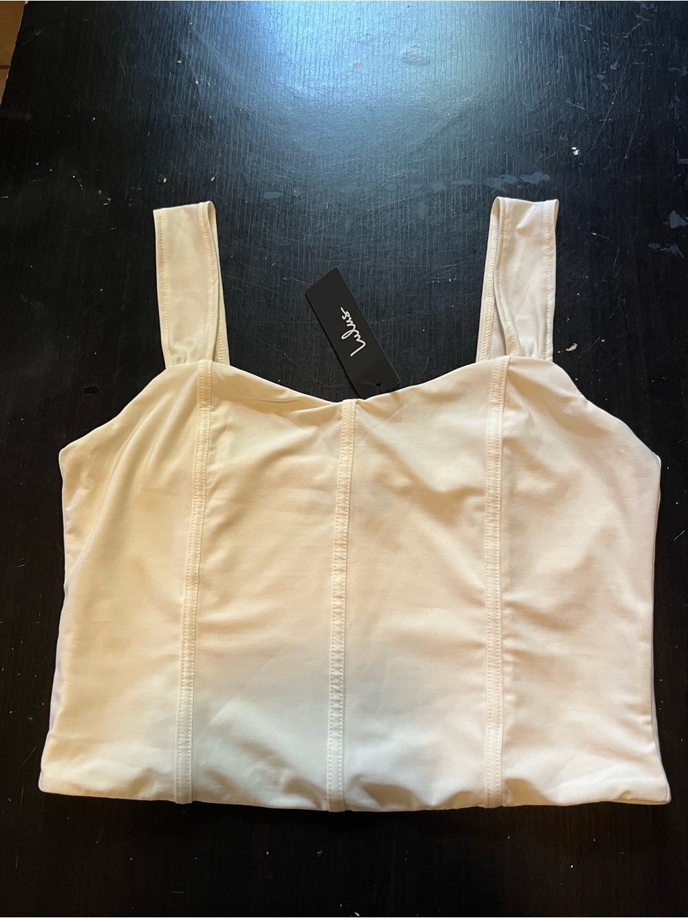 Lulu's Cream Square-Corset Crop Camisole